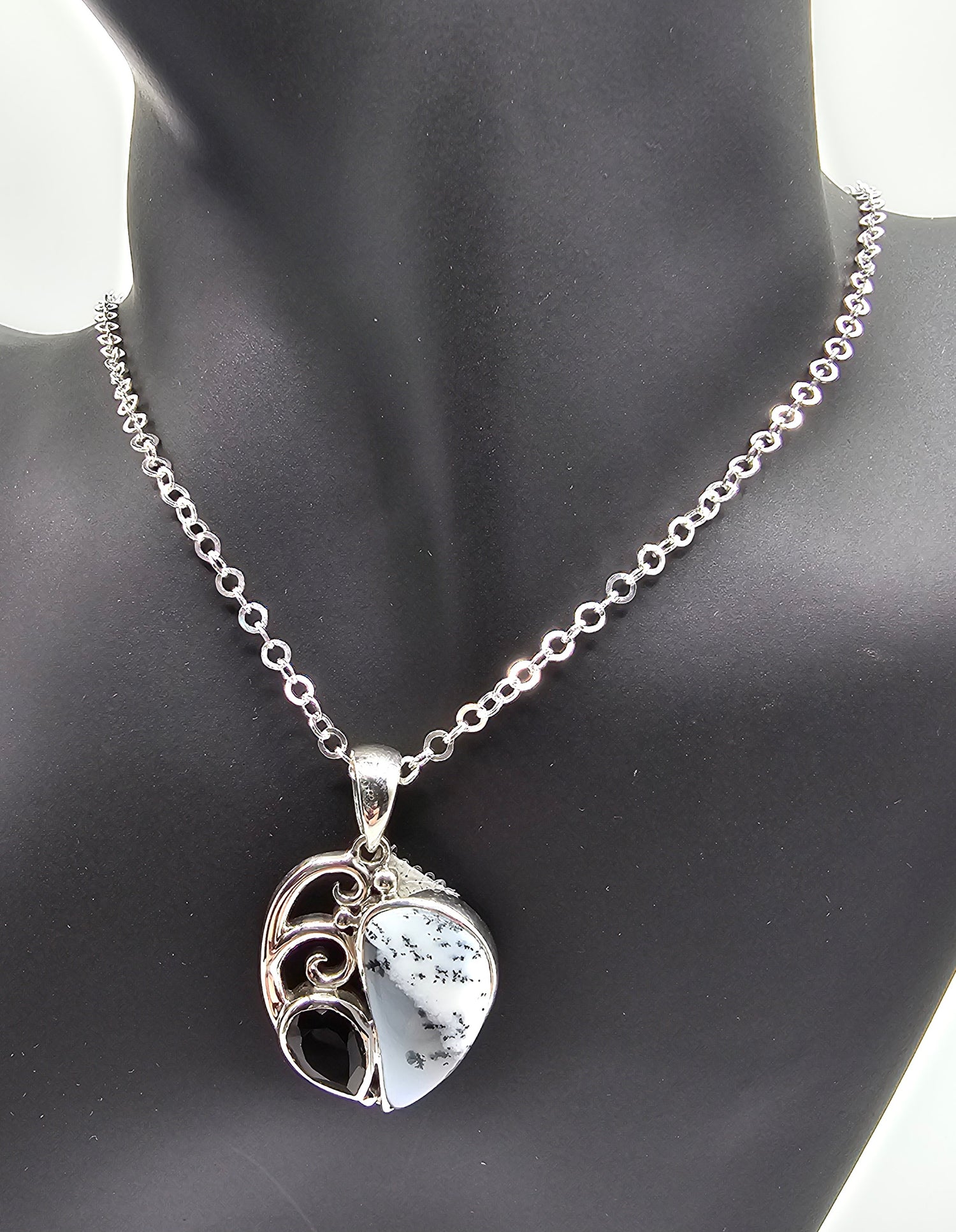 India Gems Gray and Black Amethyst Earrings with Matching Pendant with Chain