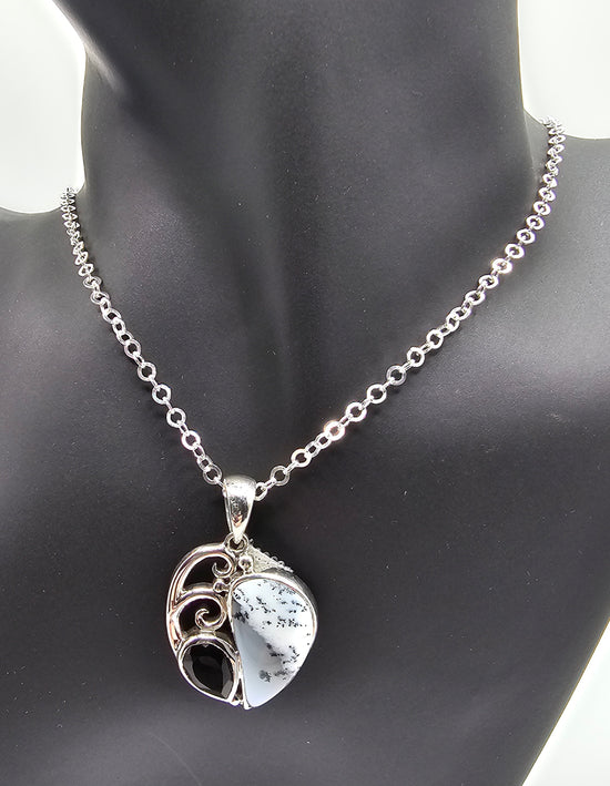 India Gems Gray and Black Amethyst Earrings with Matching Pendant with Chain